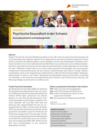 Bestandesaufnahme Psychische Gesundheit in der Schweiz, Faktenblatt 7