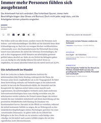Immer mehr Personen fühlen sich ausgebrannt.