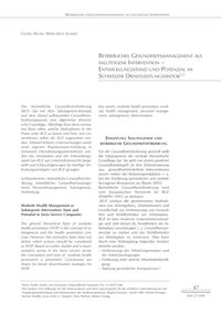 Betriebliches Gesundheitsmanagement als salutogene Intervention