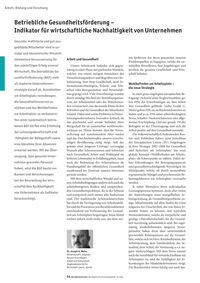 Betriebliche Gesundheitsförderung – Indikator für wirtschaftliche Nachhaltigkeit von Unternehmen